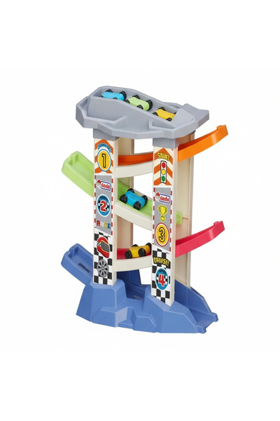 TOYFEST 4-Layer Turbo Speed Ramp Set Durable Colorful Kids Play Ramp with Mini Car