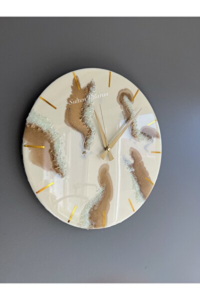 Sultan Tasarım 40cm Epoxy Design Stylish Wall Clock, Modern and Stylish Decorative Clock