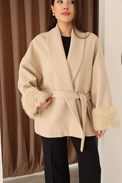 Leo Ferre Women's Stylish Winter Short Cashmere Coat with Belt.1191