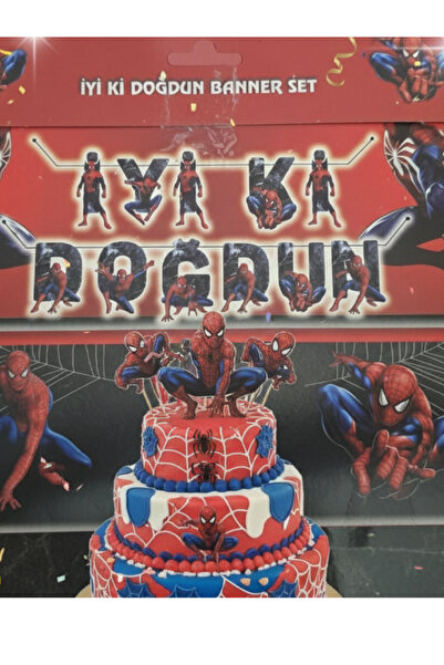 ÖrümcekAdam Temalı Iyiki Doğdun Banner flama Yazı