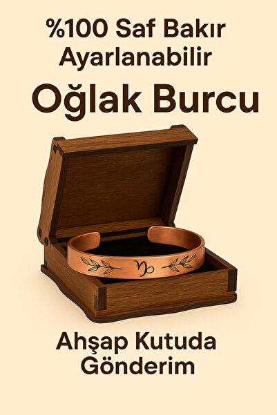REYNOVA %100 Saf Bakır Oğlak Burcu Bileklik - Ayarlanabilir - El Yapımı Özel Tasarım