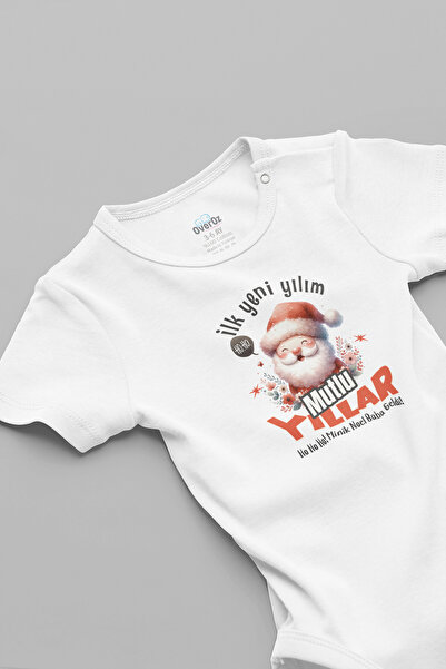 Overoz New Year Santa Claus Printed Snap Fastener Short Sleeve Baby Bodysuit ...