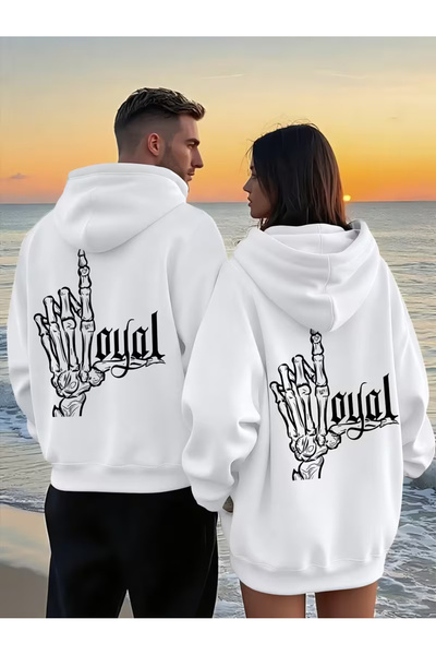 NEVERMIND Hanorac unisex cu glugă – Mână cu craniu cu imprimeu supradimension...