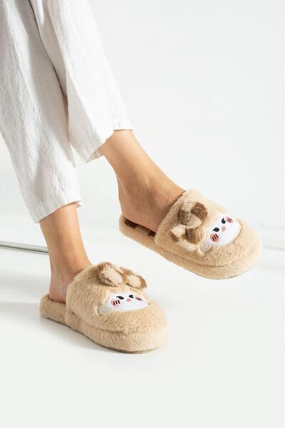 Legend Aksesuar Plush House Slippers Soft Soled Winter Comfortable Slippers with Bow Tie and Character Figures