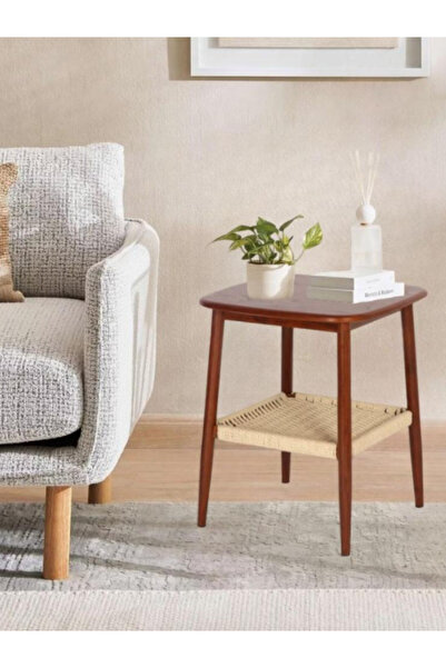 BEC13 Wooden side coffee table with a rustic-modern design