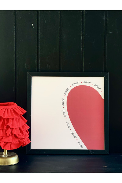 KaiAtelier Tablou din lemn negru 30x30cm cu cadru și imprimare Amor