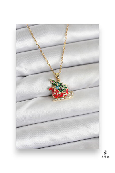 FUDER 316L Steel Chain Gold Color Christmas Themed Women's Necklace with Slei...