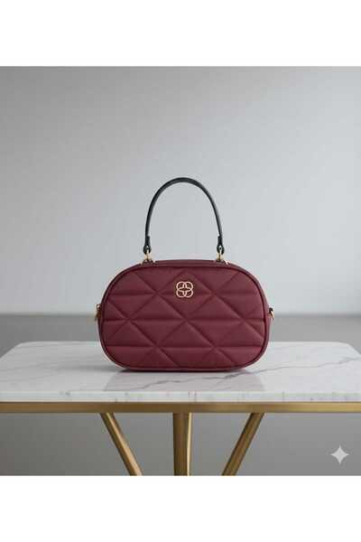 Butik Bordo Seri Kutu Model Şık El ve Kol Çantası