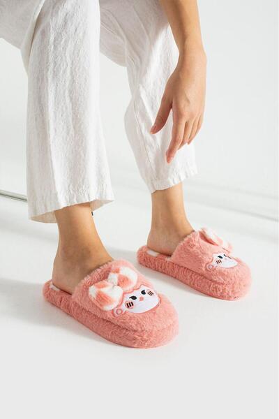 Legend Aksesuar Plush House Slippers Soft Soled Winter Comfortable Slippers with Bow Tie and Character Figures