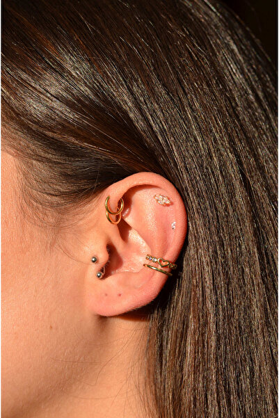 Xuping 14k Gold Renkli Kalpli Earcuff