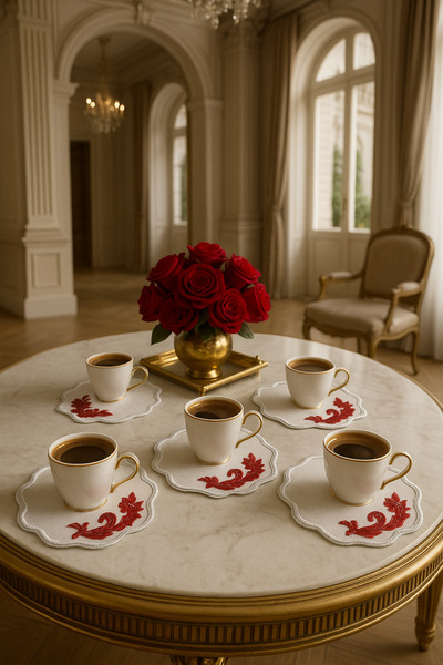 Durushe 2-Piece Handmade Premium Coffee Presentation Coaster – Embroidered Stylish Presentation Coaster, Special Product for Christmas Gifts