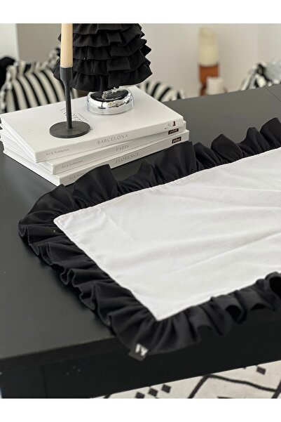 KaiAtelier Runner cu volane din in Ivory X Lune 50x150cm