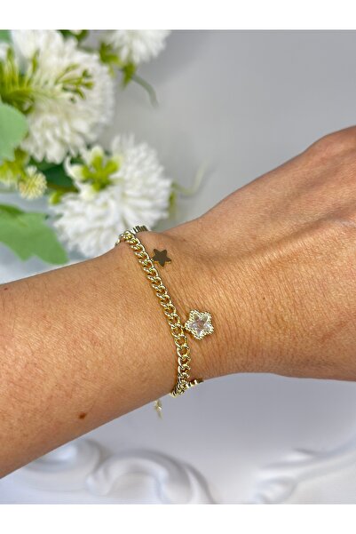 New Meluna Steel Stone Flower Bracelet-(16+5 Cm.)