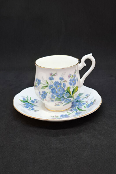 Royal Albert Forget Me Not Porcelain Double Coffee Cup and Saucer 2 Pieces 12...