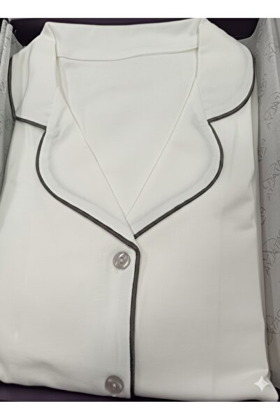 Lienna Long Sleeve Piped Shirt Collar Modal Cotton Pajama Set Lna30Ptly01