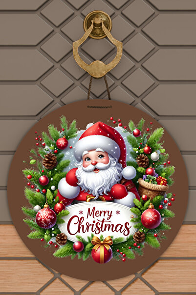 Dormot Yüksek Kaliteli Dijital Baskı, Yeni Yıl, Merry Christmas, Yılbaşı temalı Kapı süsü, Duvar Süsü