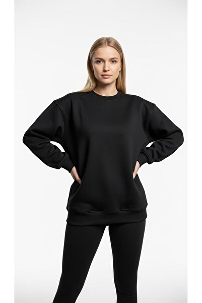 new ats Hanorac oversize, cu croială largă, cu gâtul turn, gros, simplu