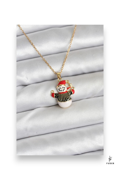 FUDER 316L Steel Chain Gold Color Christmas Themed Women's Necklace with Snow...