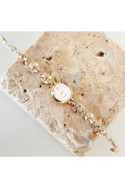 Vesce Atelier Flower Cord Gold Watch White
