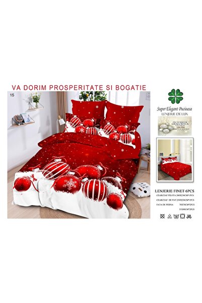 Super Elegant Pucioasa Lenjerie de pat de Crăciun 6 piese (Finet)