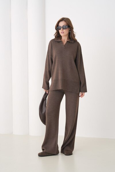 Noi Belis Basic Oversized Polo Yaka Triko Bottom-Top Set Aw25Au0047