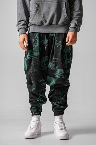 Gerusta Erkek Yeşil Kuru Kafa Pileli Şalvar Pantolon