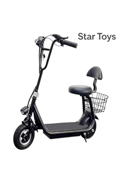STAR TOYS Electric scooter with seat and rear basket – powerful battery and comfortable design