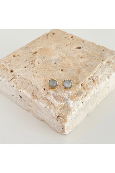 Vesce Atelier Gray Cat's Eye Agate Drop Natural Stone Earrings