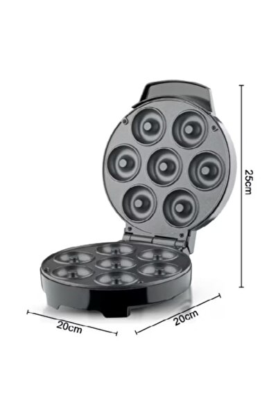 Tessari Electric mini-donut maker, non-slip plates, indicator light, coshop®, for 7 donuts, black