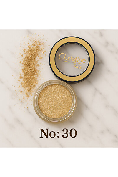 Christine Plus Toz Yapıda İnce Işıltılı Göz Farı - Sarı Altın No:30 (Eyeshadow)