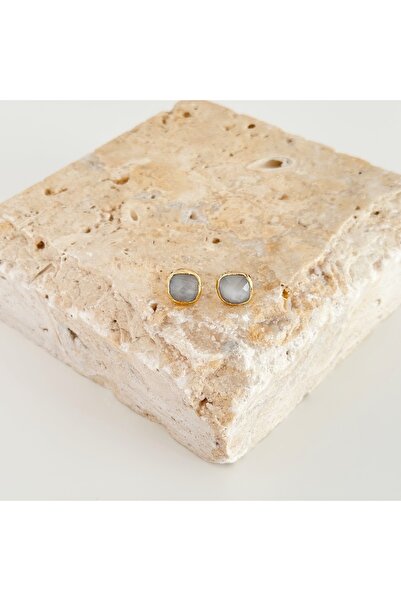 Vesce Atelier Gray Cat's Eye Agate Drop Natural Stone Earrings