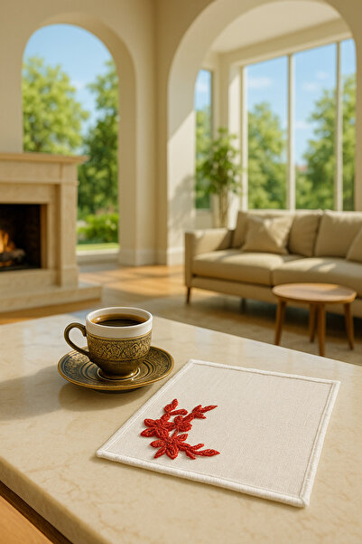 Durushe Handcrafted Premium Coffee Presentation Coaster – Embroidered Stylish...