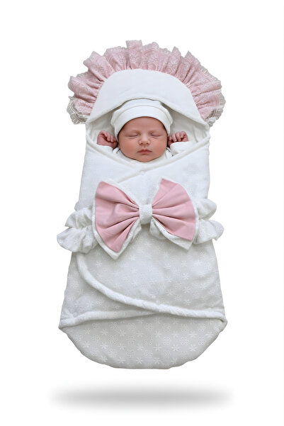 GÜLERBEBECİX Baby Swaddle with Lace Detail and Bow Tie