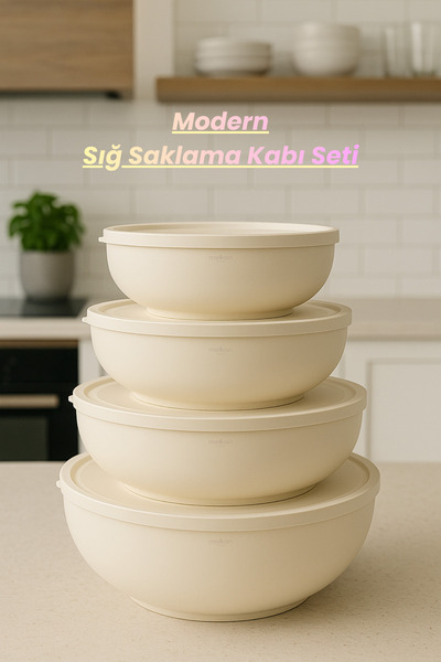 Melkan Home 4-Piece Round Storage Container, Food Storage Container, Dough Basin, Large Size Storage Container Set, Set of 4