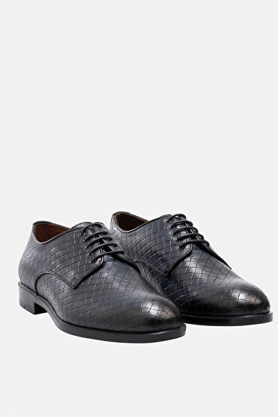 ADAMAR Παπούτσια ADAM Σκούρο Ναυτικό Μπλε Πλεκτό με Ψάθινο Σχέδιο Γνήσιο Δέρμ...