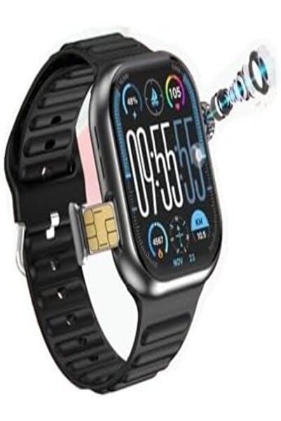 Modio ساعة ذكية بشاشة كاملة مقاس 2.2 بوصة مع دعم بطاقة SIM 4G مع 3 أزواج من ا...