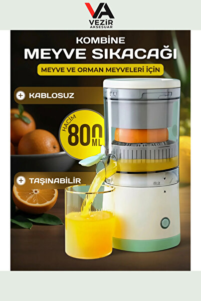 BUFFER®PX Çok Fonksiyonlu Kablosuz Meyve Sıkacağı | USB Şarjlı, Sessiz, Otoma...