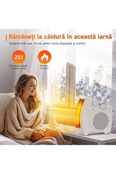 Tessari JFYU Electric Fan Heater, Compact Quiet Rapid Heating, White
