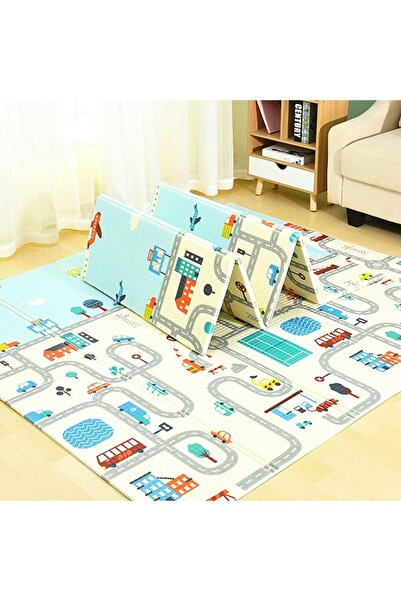 DELT Premium Katlanabilir Çift taraflı Oyun Matı Aslan-Trafik eğitici (150*200 CM)- ÇANTALI