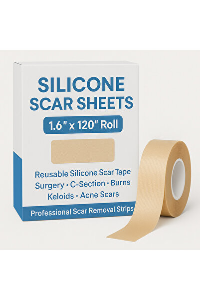 SCAR Silicone Sheets – 1.6” x 120” Roll – Reusable Silicone Tape for Surgery