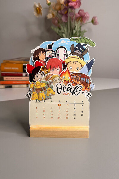 tifopix 2026 Studio Ghibli Miyazaki Temalı Ahşap Standlı Özel Tasarım Takvim ...