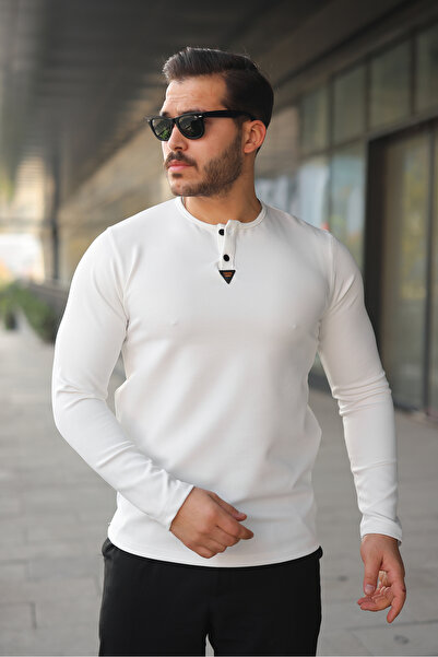 So far Basic Tişört Hakim Yaka Düğmeli Dar Kesim Uzun Kollu