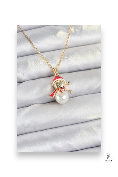 FUDER 316L Steel Chain Gold Color Snowman Model Christmas Themed Women's Neck...