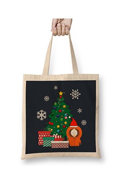 Toyaso Kenny Around the Christmas Tree South Park Christmas White Tote Bag Long Handle Shopping Bag