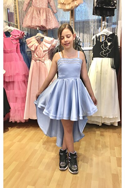 Erkut Βραδινό φόρεμα για κορίτσια από σατέν ύφασμα με ουρά