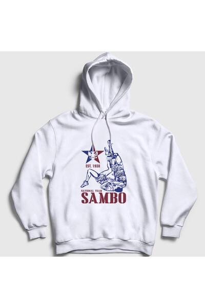 Presmono Φούτερ Unisex White Team Ufc Mma Fighter Sambo με κουκούλα 584257tt