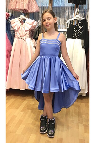 Erkut Βραδινό φόρεμα για κορίτσια από σατέν ύφασμα με ουρά