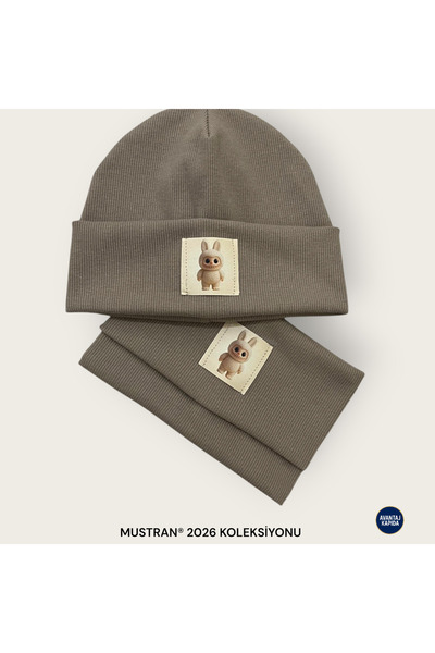 Mustran Labubu Set de 2 guleruri pentru copii cu vârsta cuprinsă între 4 și 12 ani, 95% bumbac, lucrat manual |   Cadou pentru urechi cu două straturi, 4 straturi