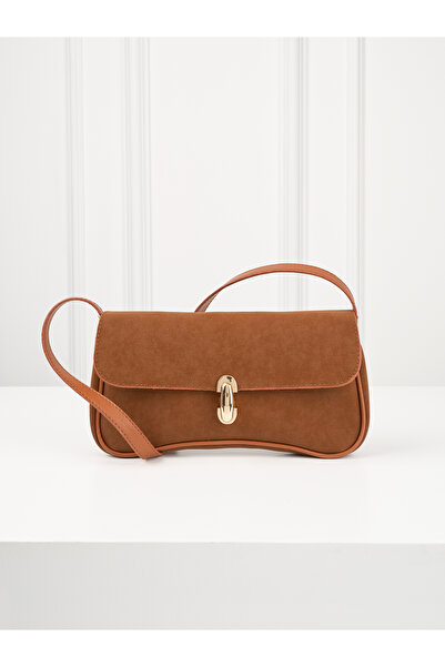 Marvelis NATALİA Kadın Süet El ve Omuz Baget Çantası