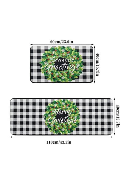 Fokelyi Christmas kitchen rug set, Fokelyi, 2 pieces, non-slip, microfiber, multicolor, 50x80 cm